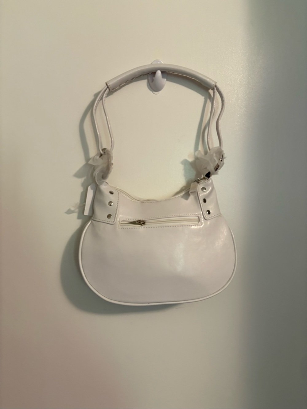 New! White Crescent Studded Shoulder Bag / Purse. - Picture 10 of 10